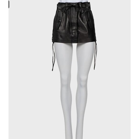 Saint Laurent Black Leather Mini Skirt - Size FR36 / S - Picture 1 of 4
